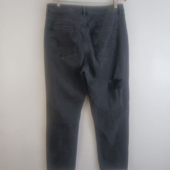 America eagle comfort stretch waistband distress charcoal gray jeans size 12 - Picture 4 of 8
